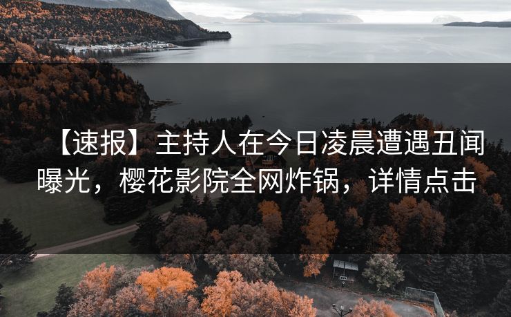 【速报】主持人在今日凌晨遭遇丑闻曝光，樱花影院全网炸锅，详情点击