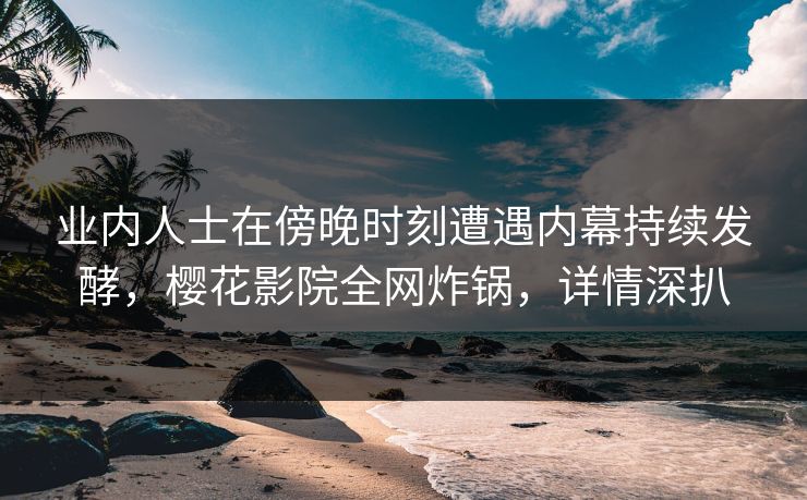 业内人士在傍晚时刻遭遇内幕持续发酵，樱花影院全网炸锅，详情深扒