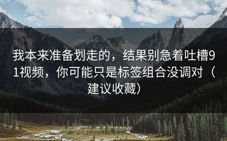 我本来准备划走的，结果别急着吐槽91视频，你可能只是标签组合没调对（建议收藏）